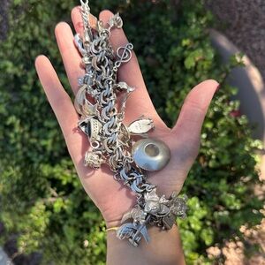 Silver Charm Bracelet vintage chunky 925